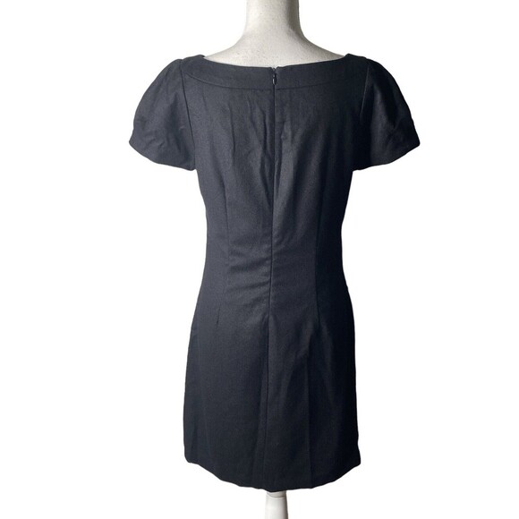 Graham & Spencer Wool Silk dress Black SZ Small Short Puff Sleeve Knee Length - Picture 2 of 12
